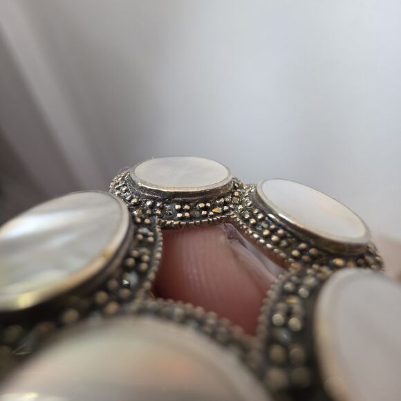 Vintage Sterling Silver Mother Of Pearl Flower - Picture 9 of 11